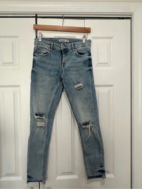 Zara Light Blue Ripped Skinny Jeans